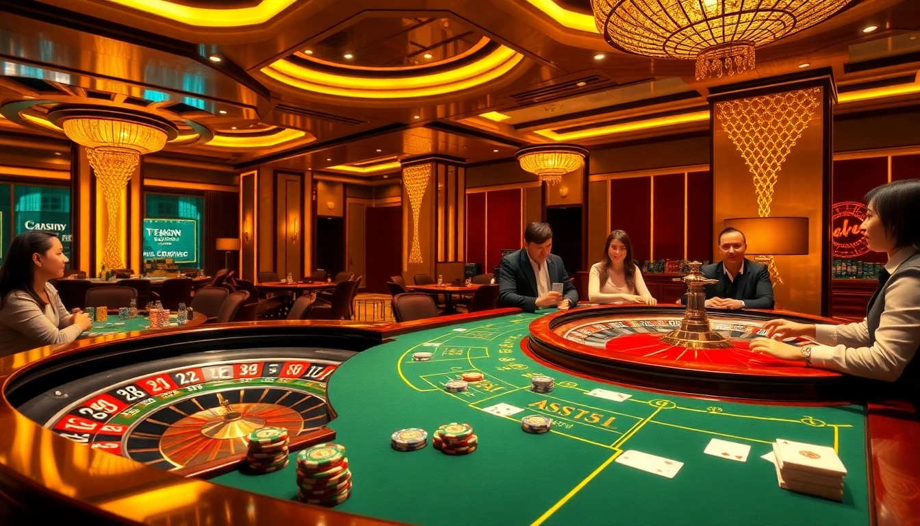 Experience thrilling gameplay at https://tt88n0hu.com/ with vibrant casino visuals, including poker tables and roulette wheels.