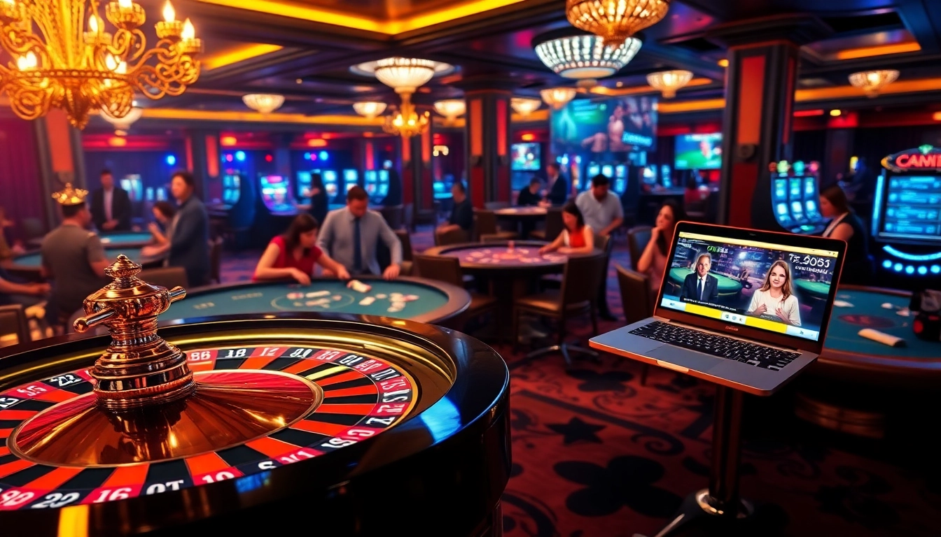 Experience the thrill of gambling at https://socolive.mobi/ with a luxurious casino scene featuring high-stakes poker and roulette action.